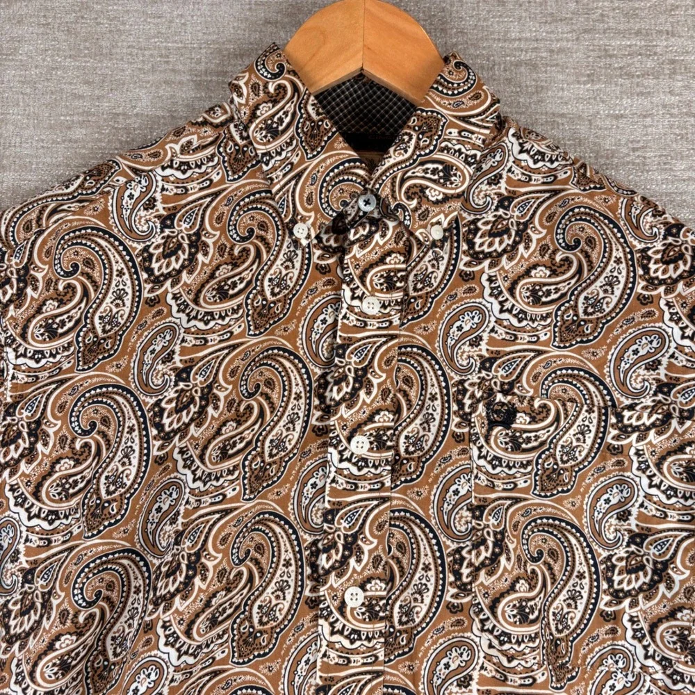 Cinch Paisley Button Down Shirt Mens XS Brown Long Sleeve EUC Western Cowboy